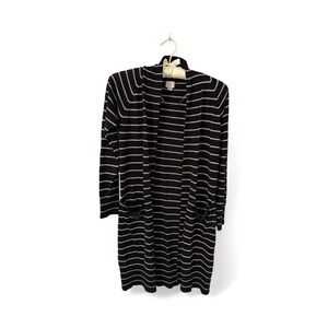 A New Day Sweater Cardigan Black and White Striped Sweater XS Two Front Pockets